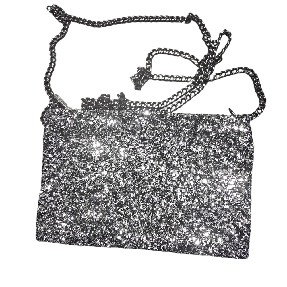 J. Crew Glitter Crossbody Black and Silver